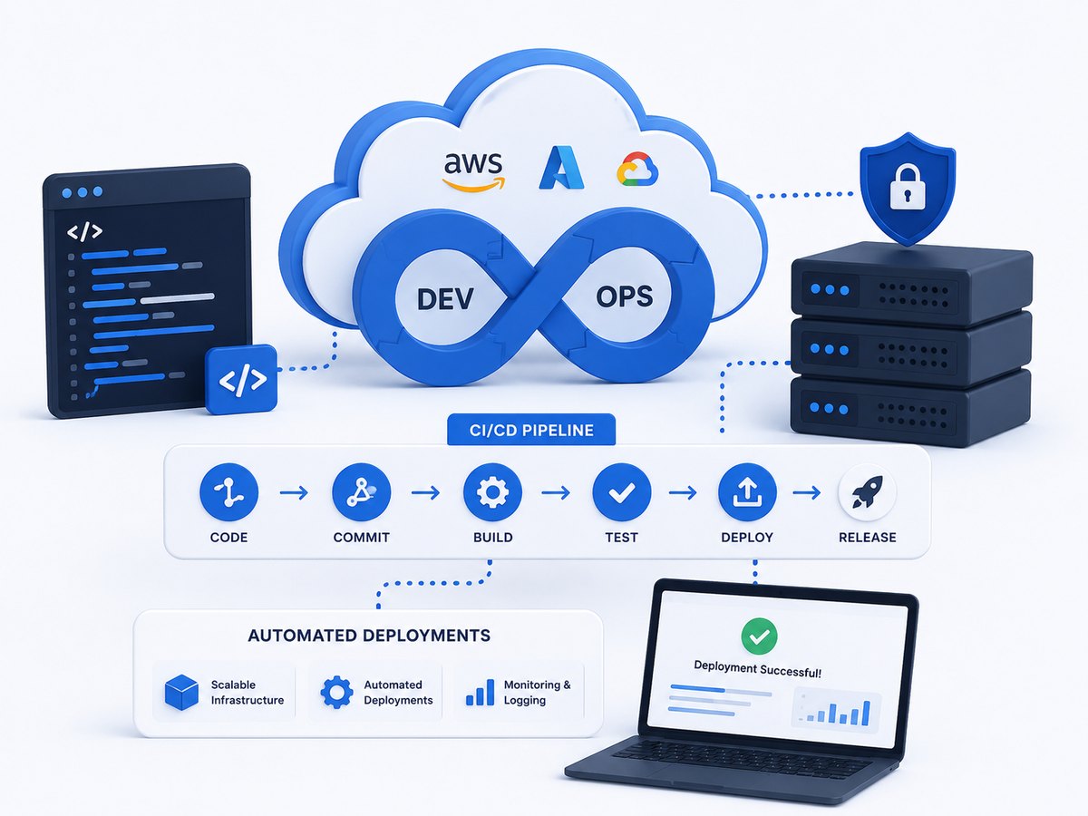 Cloud and DevOps — CI/CD pipeline, AWS/Azure/GCP, and automated deployments