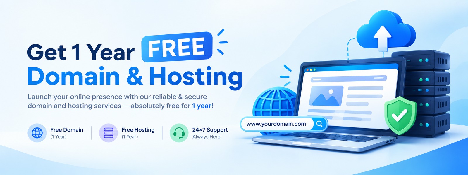 Get 1 year free domain and hosting plus 24×7 support with every SRATECH website